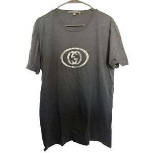 Gucci Black Interlocking G Logo T-Shirt Mens Size M Short Sleeve Cotton Tee